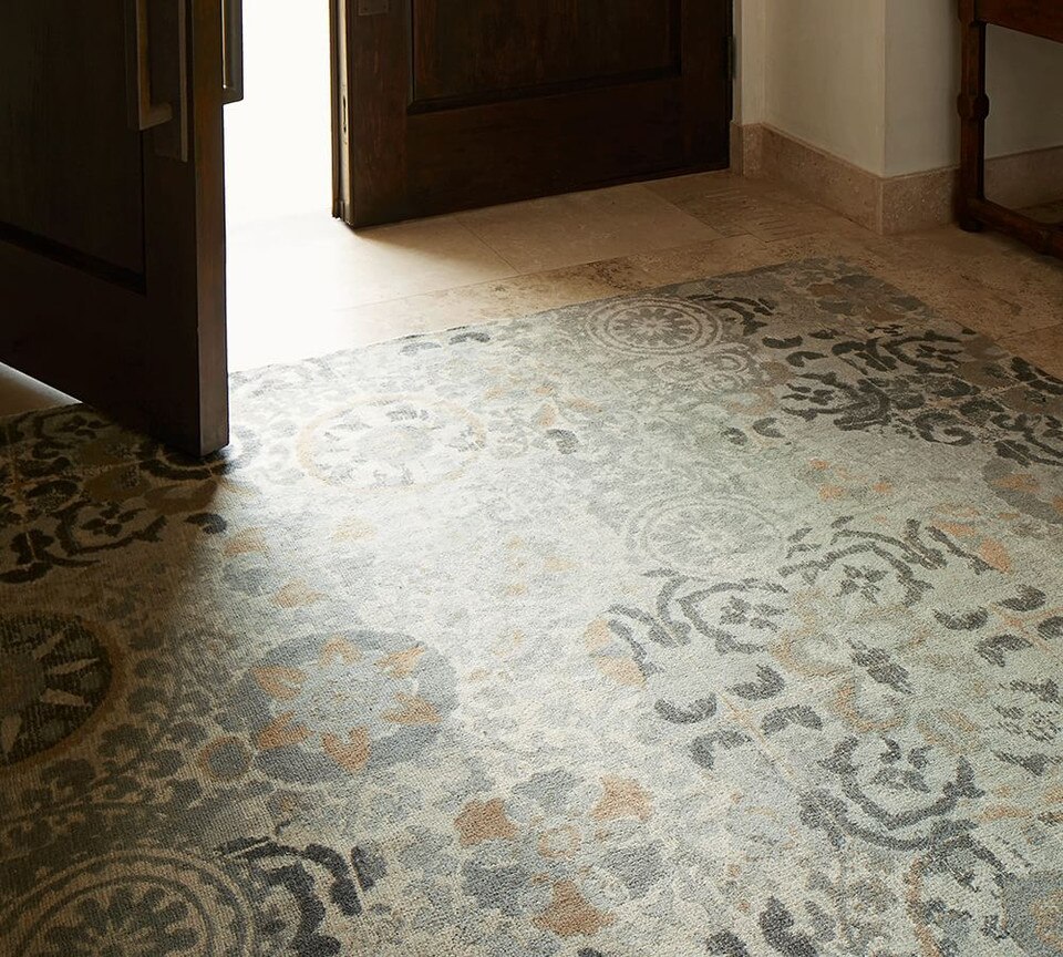 Talia Printed Rug Grey Pottery Barn Australia